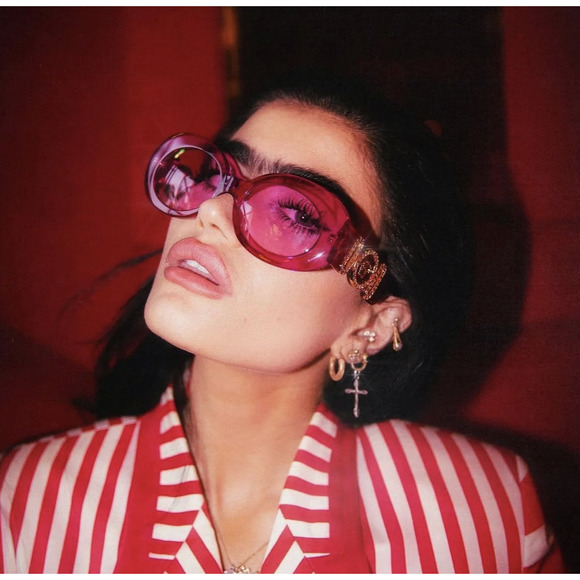 NEW Versace VE4426BU Dark Pink Crystal Logo Sunglasses - Picture 2 of 13